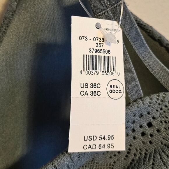 aerie Real Sunnie Wireless Bra 36C Green Lace - Picture 5 of 5